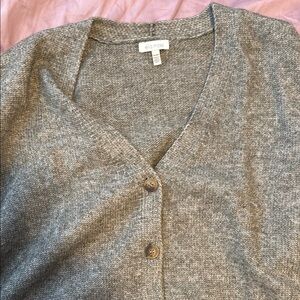 Ella Moss Gray V-Neck Cardigan Sweater